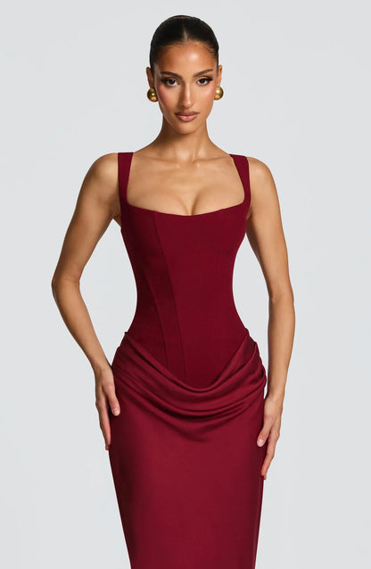 Ondine Square Neck Bodycon Maxi Dress — bodice and neckline detail