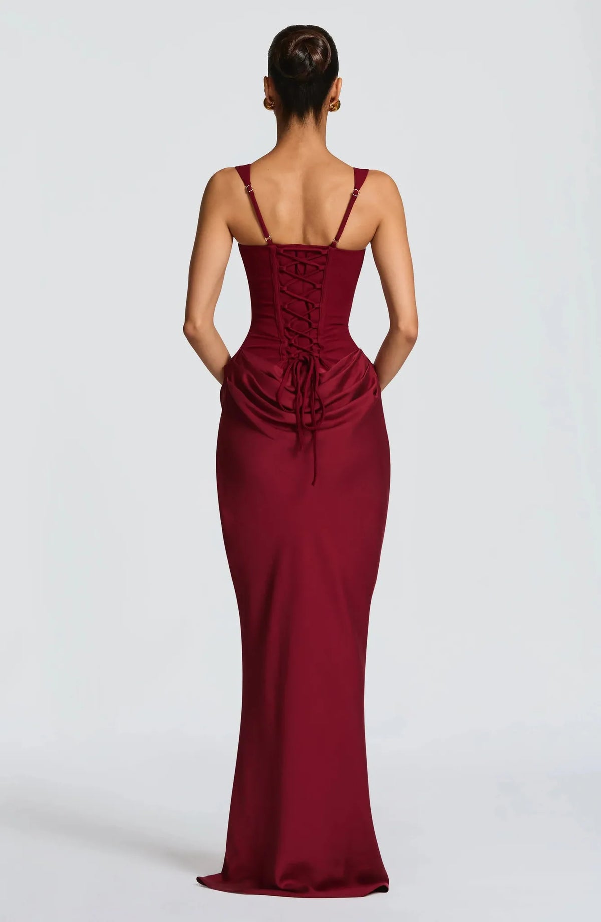 Ondine Square Neck Bodycon Maxi Dress — lace-up back