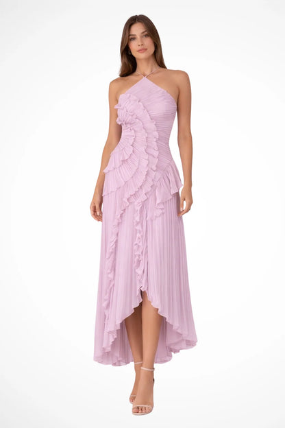 Oriane Tiered Ruffle High-Low Dress — front