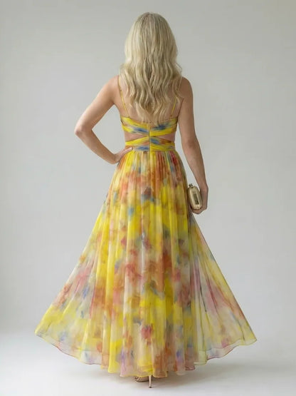 Perrine Wrap Front Floral Maxi Dress — back view