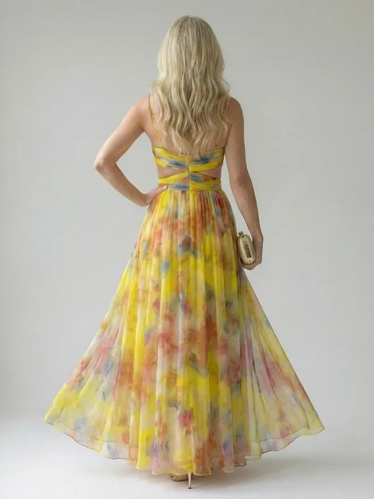 Perrine Wrap Front Floral Maxi Dress — back view