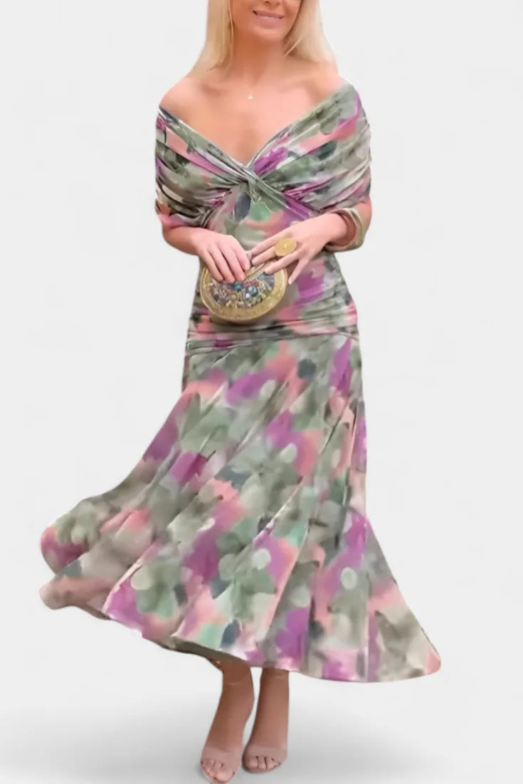 Vibeke Off Shoulder Floral Maxi Dress — front
