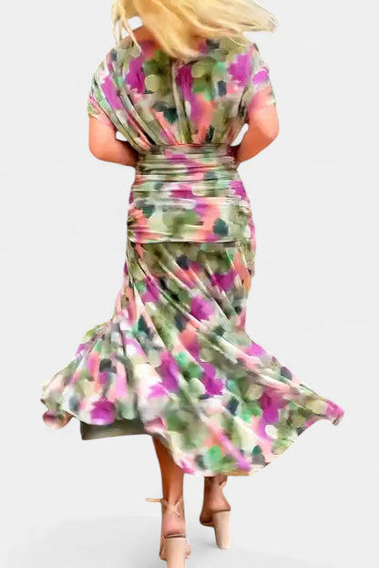 Vibeke Off Shoulder Floral Maxi Dress — back view