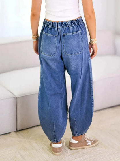 Georgia Drawstring Barrel Leg Jeans — back