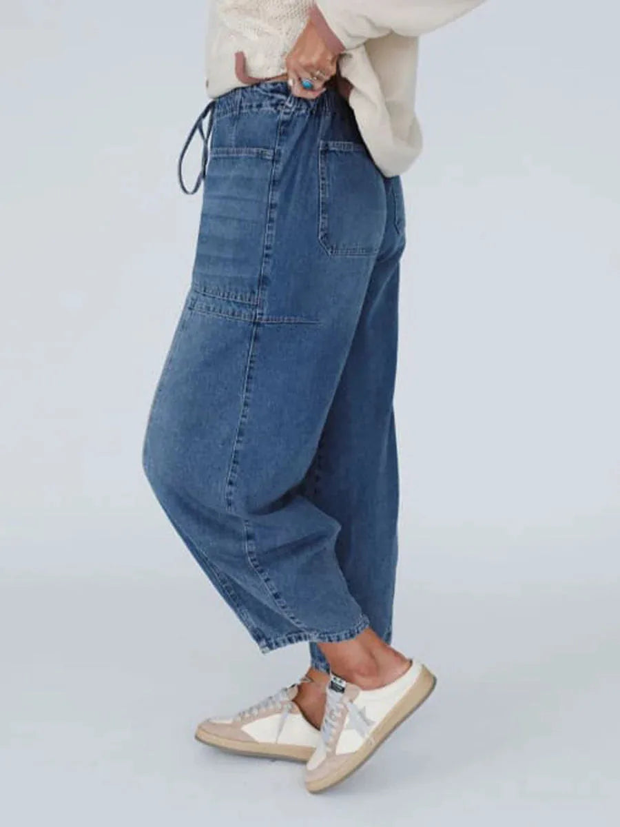 Georgia Drawstring Barrel Leg Jeans — side
