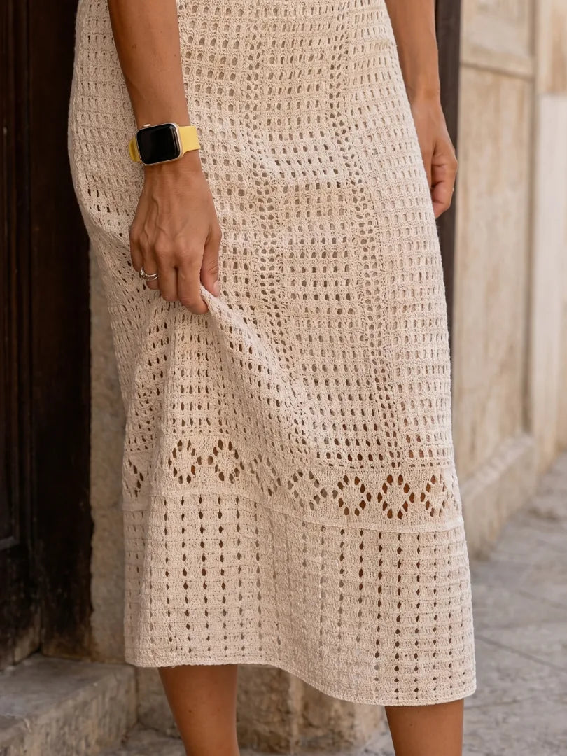Ilse Crochet Maxi Dress — crochet stitch detail