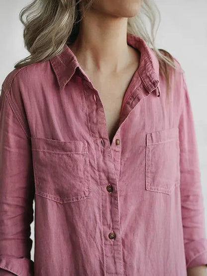 Jacinta Button Front Jumpsuit — collar and chest pockets