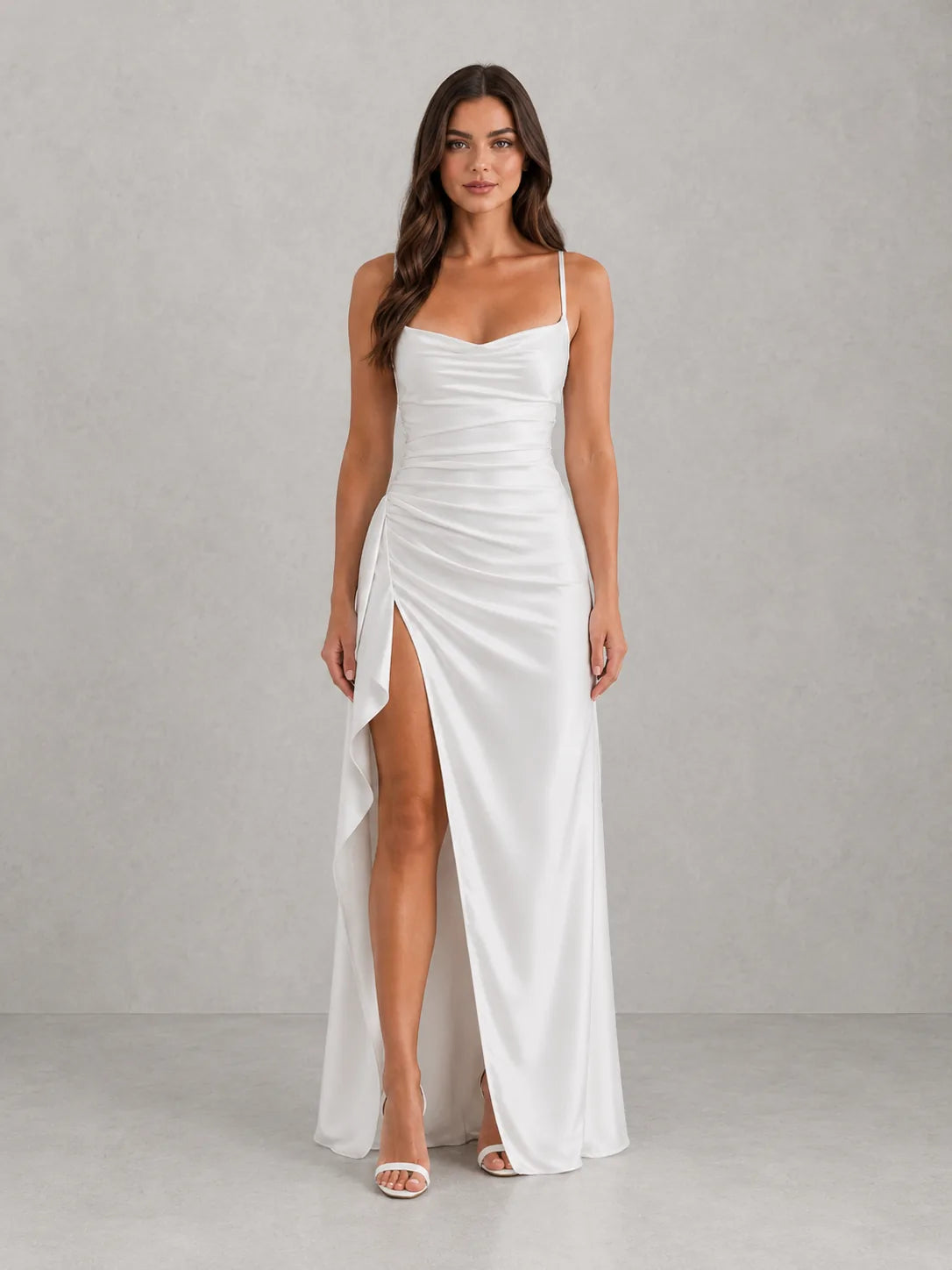 Jessamine Draped Satin Maxi Dress — front