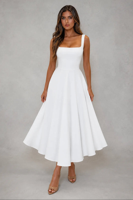 Pascaline Square Neck Midi Dress — front