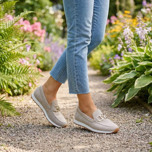 Sofie Slip-On Mesh Loafers — styled outdoors