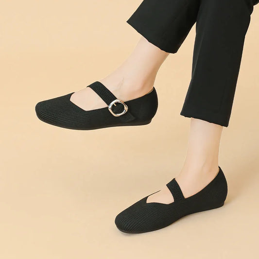 Ulrika Square Toe Flats — on-model