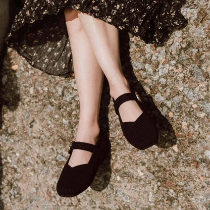 Ulrika Square Toe Flats — styled outdoors