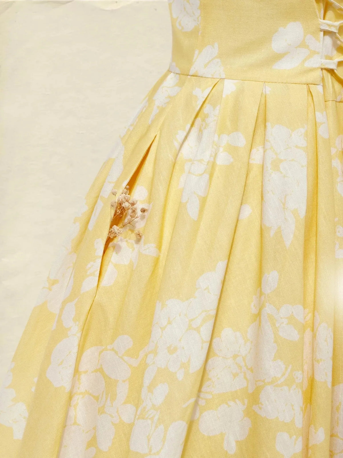 Ursula Floral Off Shoulder Midi Dress — fabric and print detail