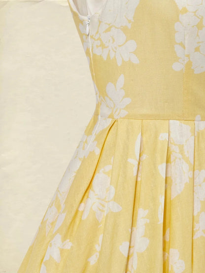 Ursula Floral Off Shoulder Midi Dress — pleat detail