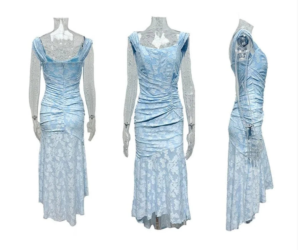Vittoria Jacquard Maxi Dress — front, side and back