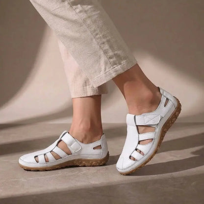 Demelza Orthopaedic Closed Toe Sandals – White – detail, studio