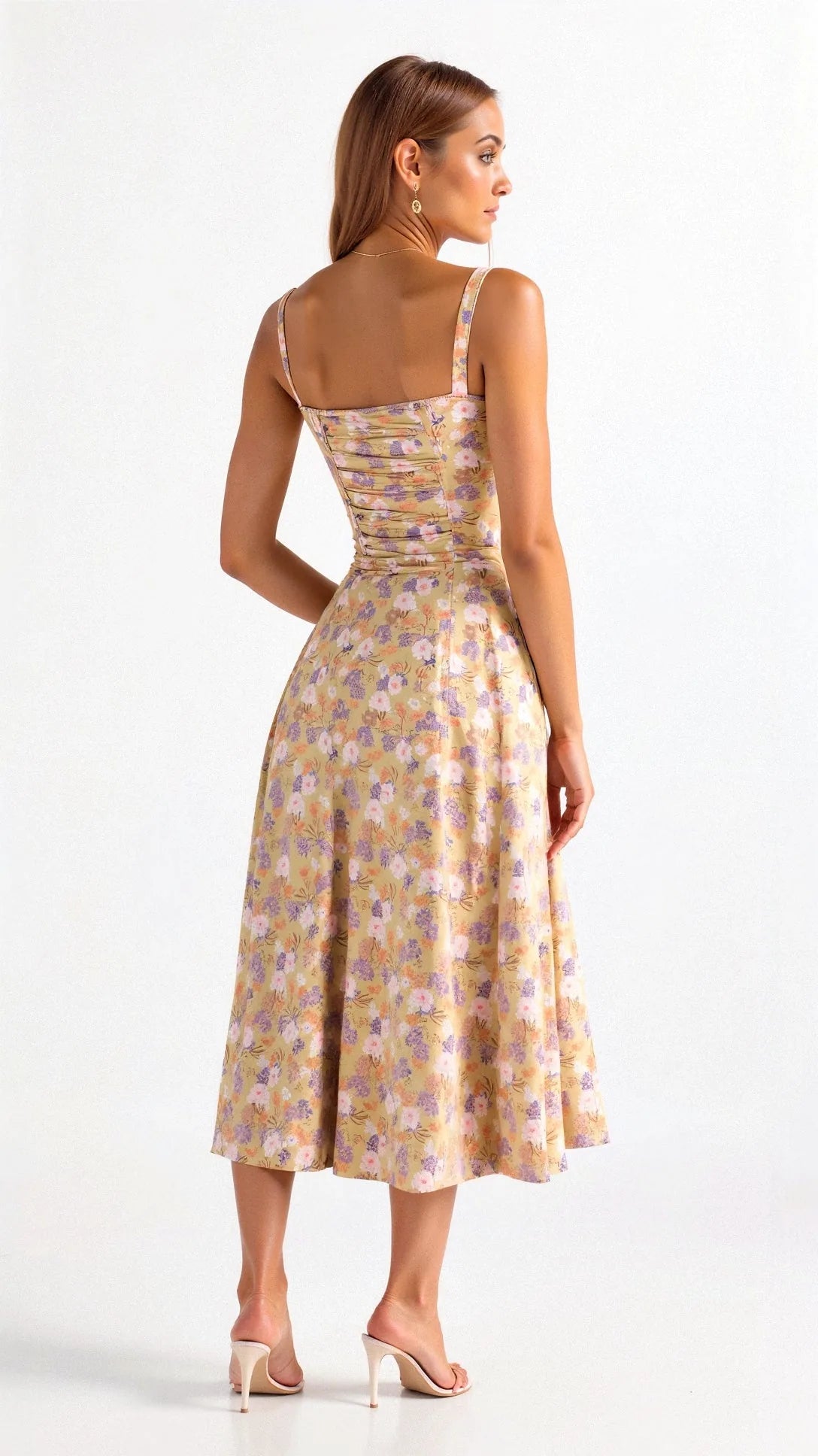 Francine Corset Bodice Midi Dress – Floral – back
