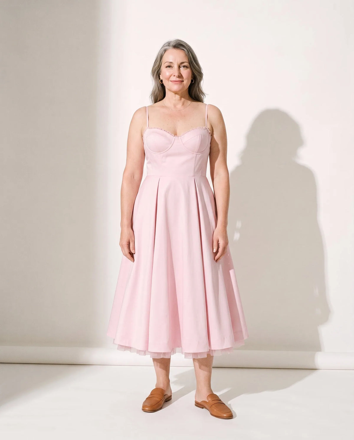Susannah Corset Midi Dress – Pink – front