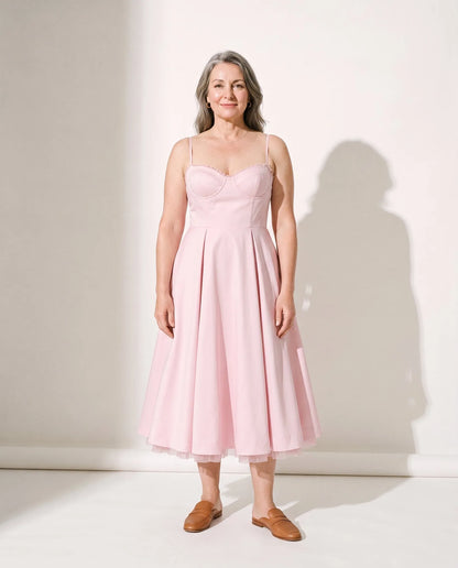 Susannah Corset Midi Dress – Pink – front