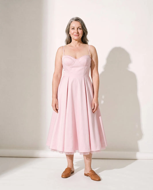 Susannah Corset Midi Dress – Pink – front