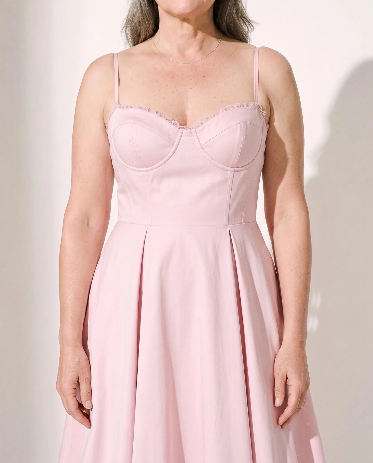 Susannah Corset Midi Dress – Pink – detail