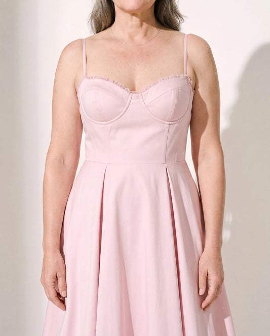Susannah Corset Midi Dress – Pink – detail