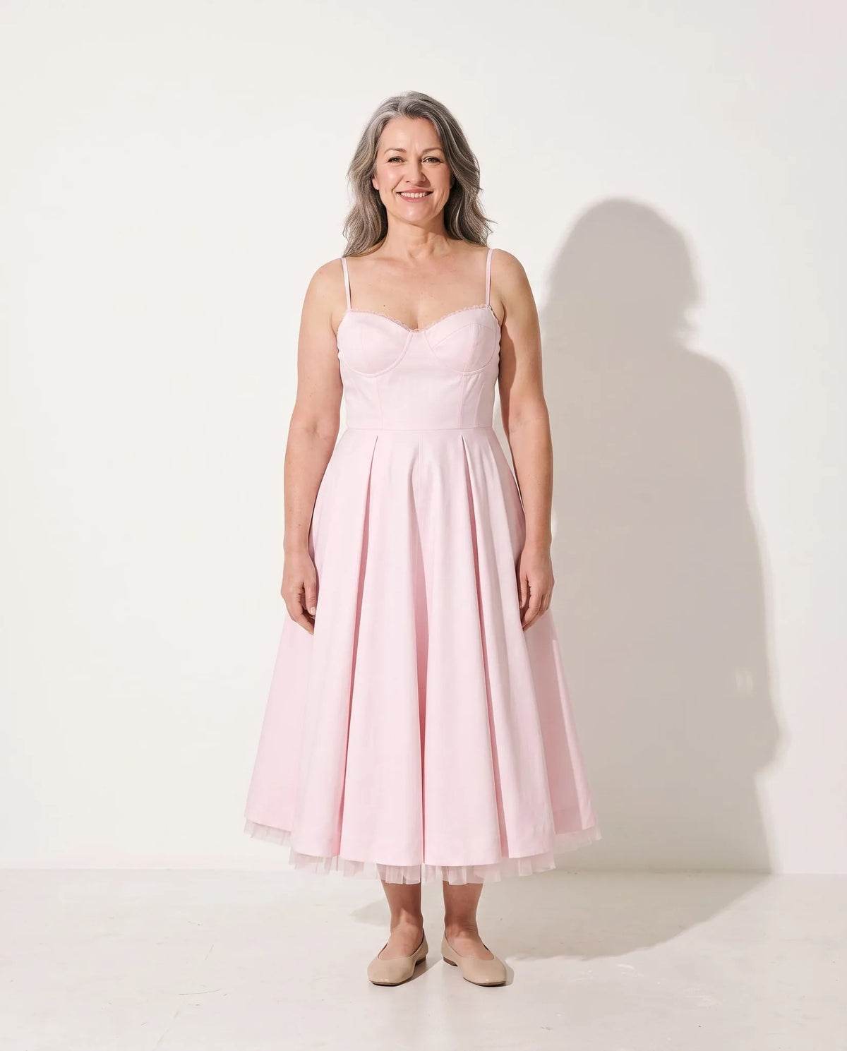 Susannah Corset Midi Dress – Pink – front, alternate view