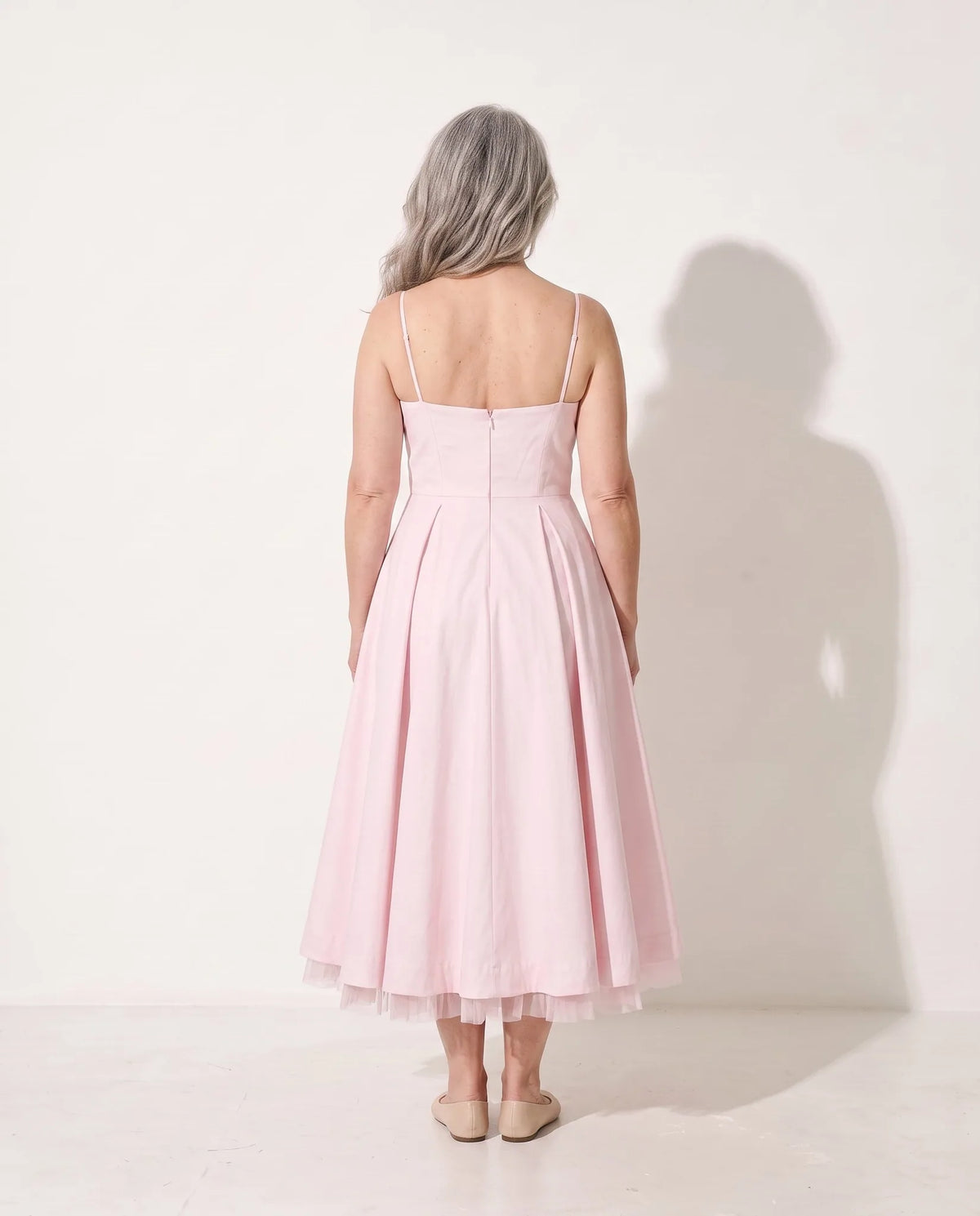 Susannah Corset Midi Dress – Pink – back, alternate view