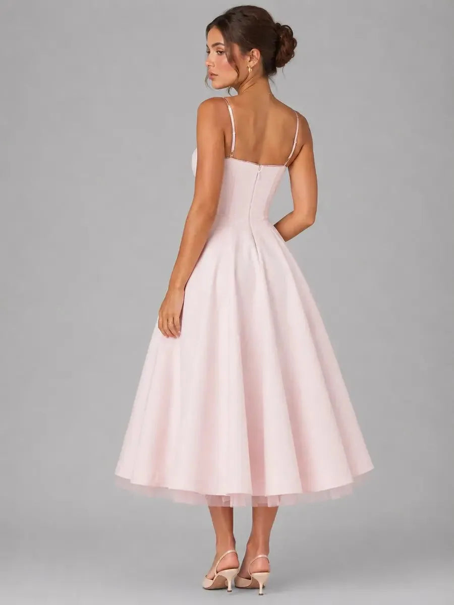 Susannah Corset Midi Dress – Pink – front, alternate view