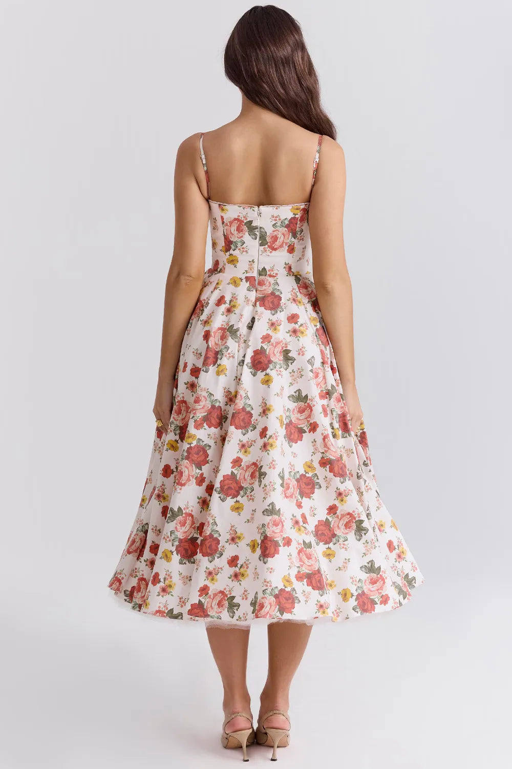 Violaine Corset Tulle Midi Dress – Floral – back