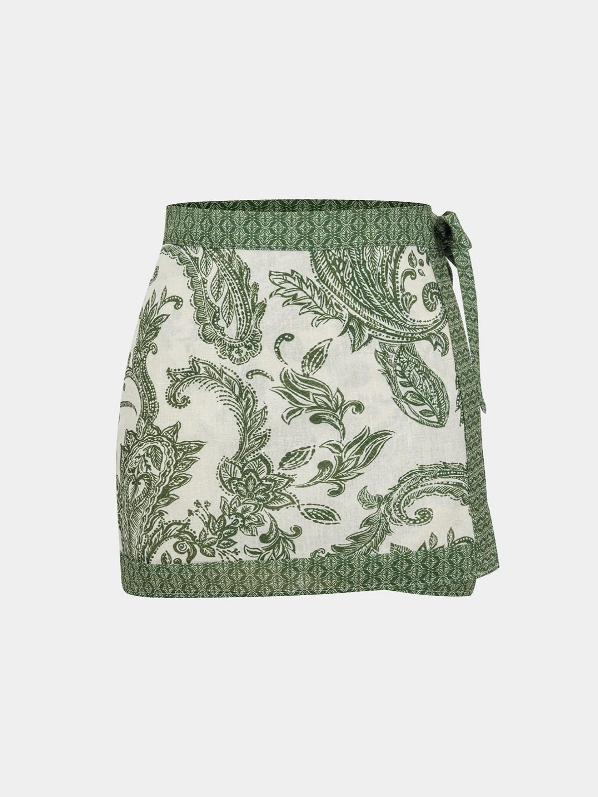 Sunniva Floral Print Asymmetrical Skirt – Green Floral – front