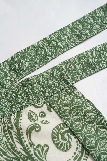 Sunniva Floral Print Asymmetrical Skirt – Green Floral – fabric detail