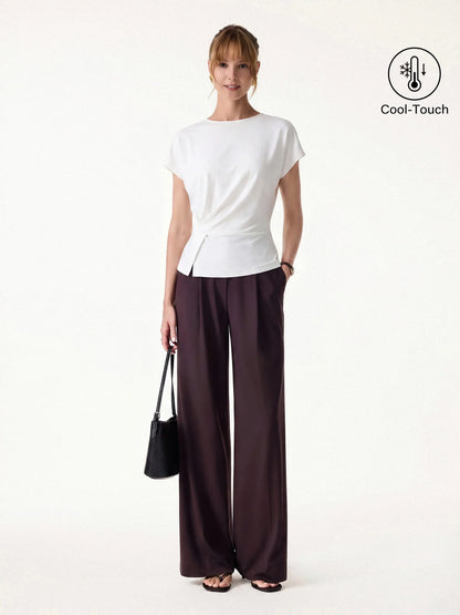 Aoife Tucked Top & Wide Leg Trouser Set – Purple – front, full length, alternate