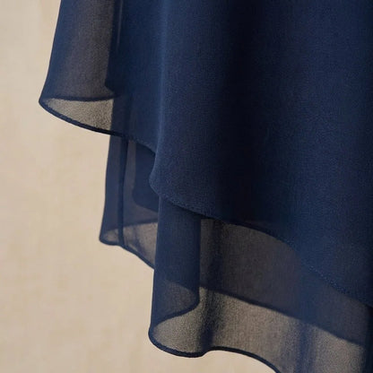 Grainne Draped Top & Palazzo Set – Navy – fabric drape detail
