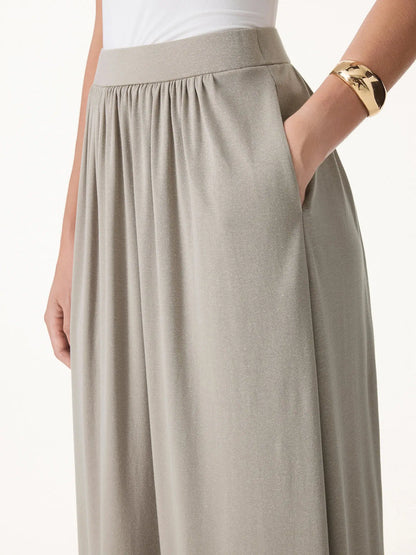 Gunhild Round Neck Top & Maxi Skirt Set – Beige – front, close