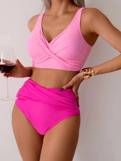 Randi High Waisted Bikini – Light Pink – front, styled