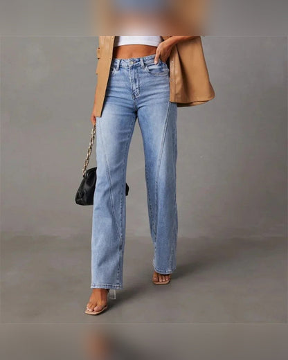 Talia Straight Leg Jeans for Women - High Waist Light Wash Summer Jeans - Light Blue
